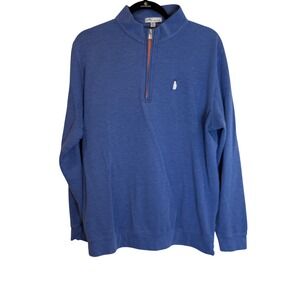 Peter Millar Mens Quarter Zip Pullover Shirt Blue XL Embroidered Bottle